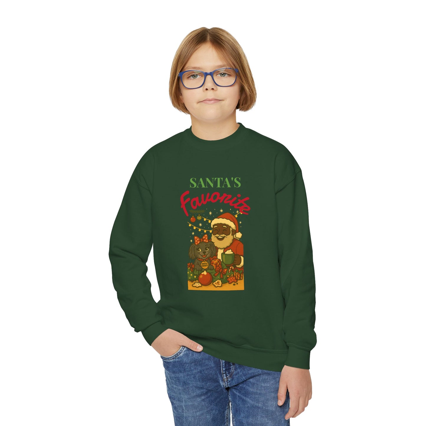 Merry Mischievous “Santa’s Favorite” Youth Sweatshirt