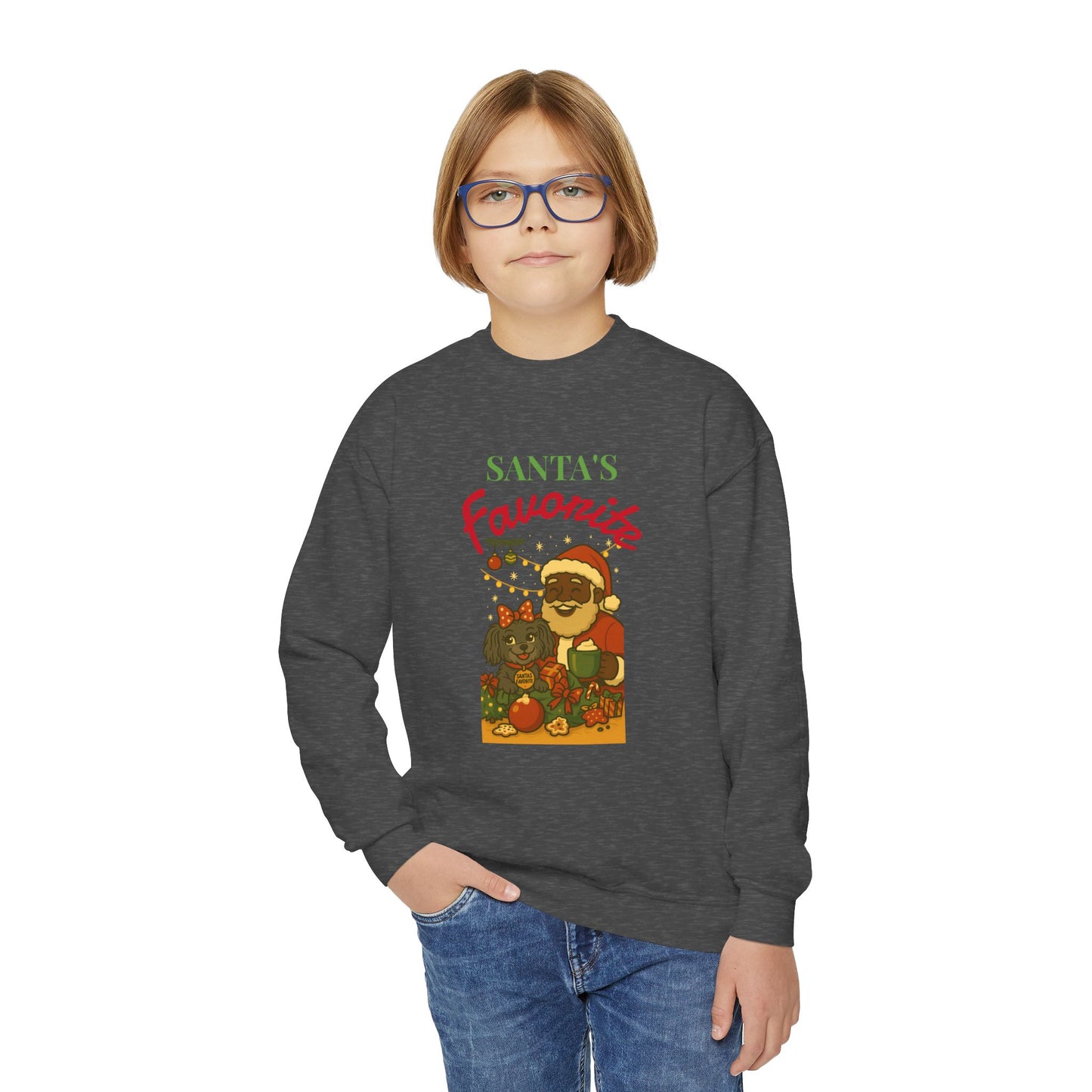 Merry Mischievous “Santa’s Favorite” Youth Sweatshirt